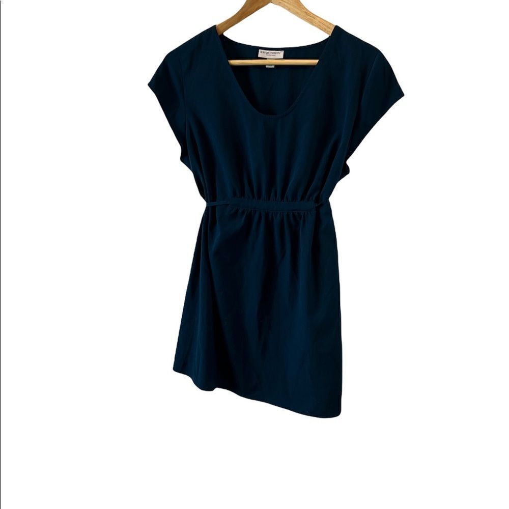 LIZ LANGE Maternity Teal Empire Waist Gathered Tie Back Scoop Neck Mini Dress M